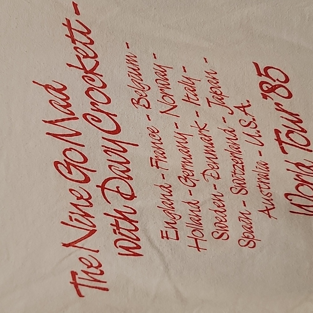 Vintage 1985 Paul Young The Nine Go Mad Tour White Tshirt Size Large - Picture 5 of 8